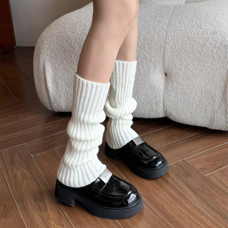 加厚针织jk袜套袜子女白色小腿袜腿套秋冬保暖Lolita堆堆袜洛丽塔