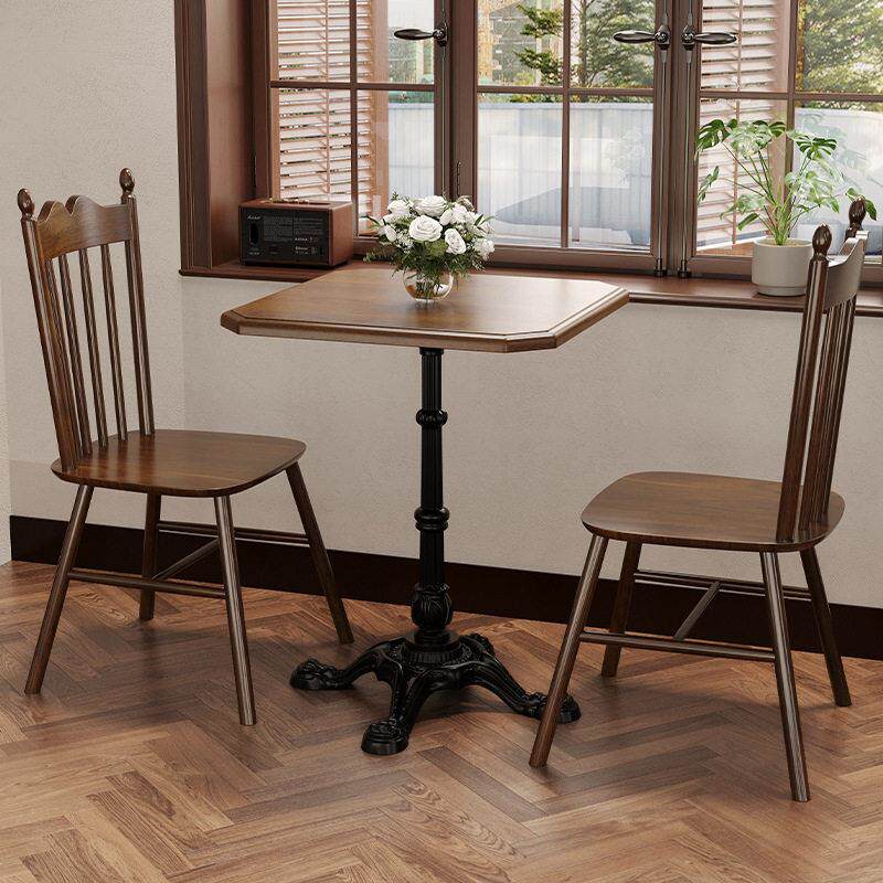 复古咖啡厅桌椅组合美式西餐厅奶茶店甜品烘焙店椅子商用实木桌子