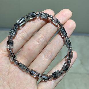 新品天然银钛糖块手链 女神款单圈方糖手串时尚珠链珠串5毫米左右