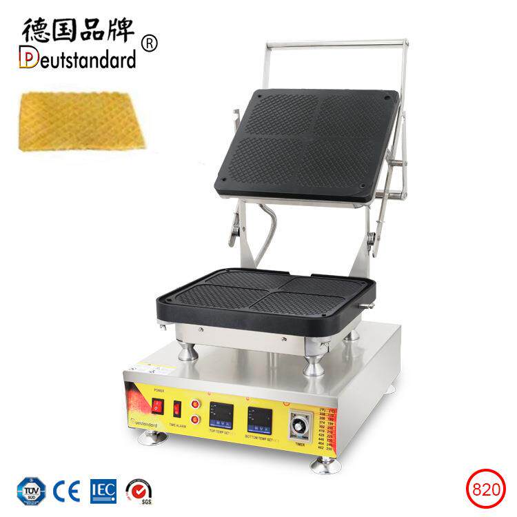 商用双数显温控华夫烘培机四片威化饼曲奇饼电热流心芝士挞壳托盘