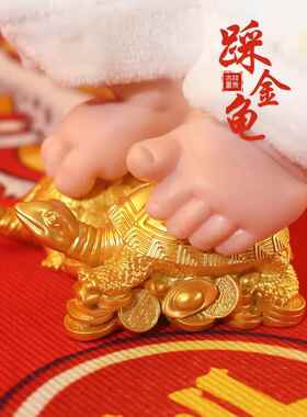 一周岁抓周乌龟纪念宝宝踩金龟千年龟中式纯手工艺抓周生日摆件