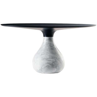 意式极简大理石圆形餐桌罗奇堡水滴轻奢风家用天然奢石饭桌