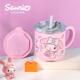 美乐蒂儿童水杯家用不锈钢防摔带刻度吸管喝饮水杯子宝宝牛奶杯