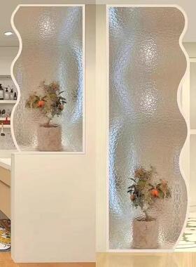 卫生间玻璃隔断半墙洗手台湿分离QJY淋浴室波纹浪波艺术隔干断水