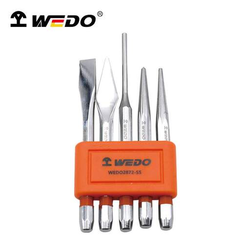 WEDO维度工厂直供5件套样冲 中心冲圆锥冲销冲钎头扁凿WEDO2872