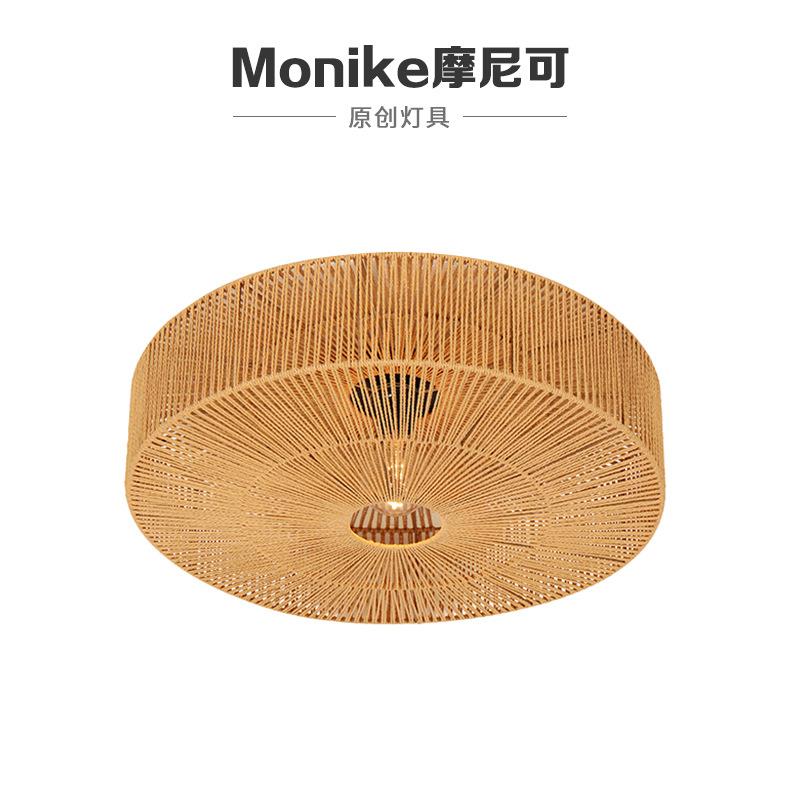 现代麻绳简约led餐厅民宿吸顶灯跨境铁艺中山灯具设计吊灯
