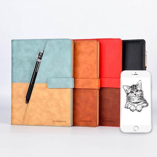 Elfinbook X皮面本App备份管理智能纸质笔记本可重复书写绘画手抄