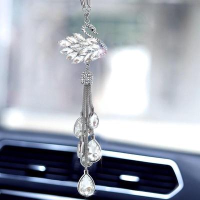 新款汽车可挂件水天鹅创意韩国爱女车内装饰吊饰车载镜后视车上挂