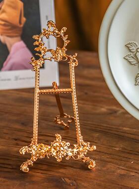 古典做旧盘架盘子支架展架复古浮雕示支摆装饰轻奢件相框架a-455