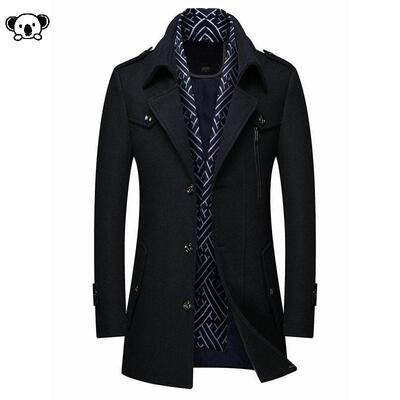 N 76550 Men Detachable Scarf Overcoat Classic经典大衣