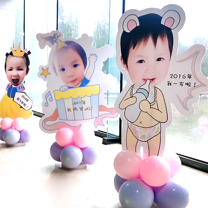 批发KT板大头照片生日人形立牌百日宴布置迎宾牌满月宝宝周岁装饰