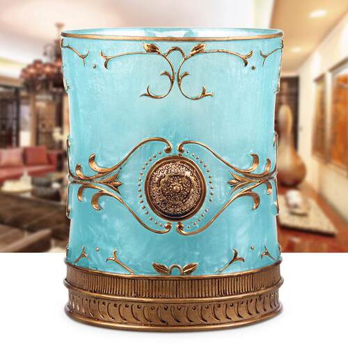 欧式创意垃圾桶高档轻奢客厅大容量垃圾筒化妆室厕所垃圾桶有盖