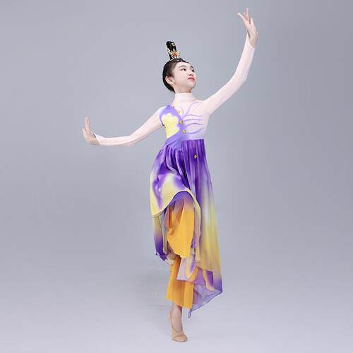 高档儿童古出典八蹈演出服舞女飘逸新款扇子舞十焕蝶梦蝶飞舞演服