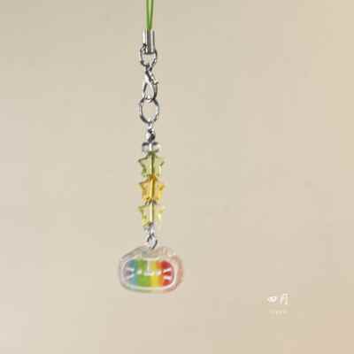 原创新品彩虹芝士小猫咪ins风食玩串珠短链手机链挂件卡册挂饰