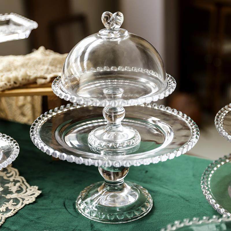 玻璃7358甜品台摆件展示架装下午茶茶餐蛋糕托盘婚套庆冷餐盘歇具