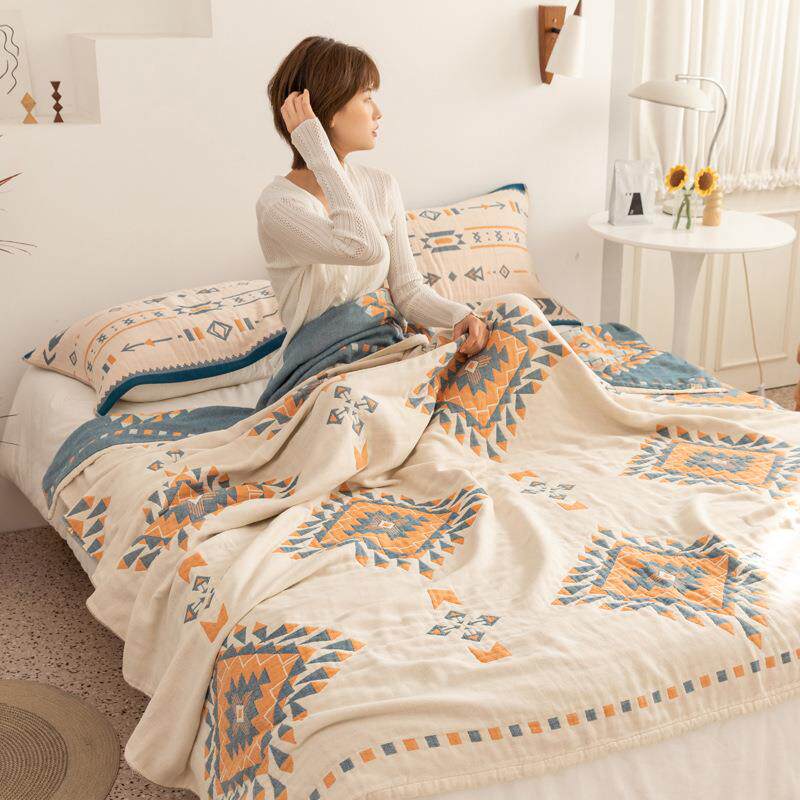 波西米亚纱布毛巾毯纯棉单人夏季薄款全棉毛巾被子大人盖毯沙发毯