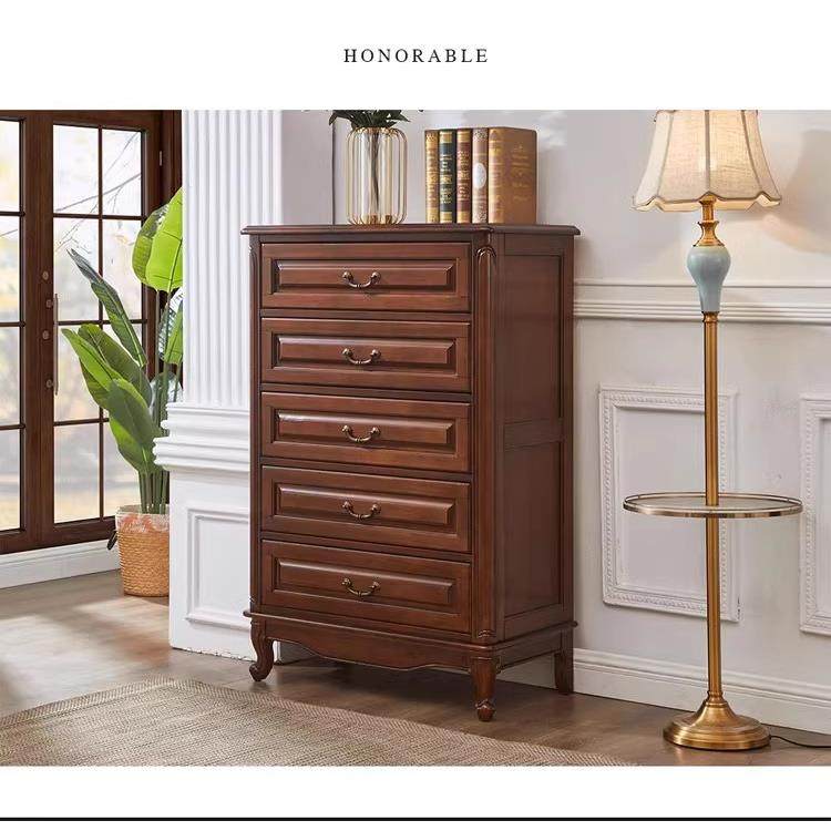正品美纳式实木五斗柜客厅储大容量收柜卧室床边六斗柜欧式橱五斗