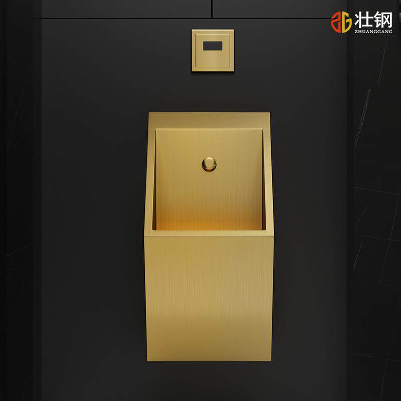 新款直销 轻奢金色304不锈钢小便斗酒吧卫生间挂墙式小便器酒店小
