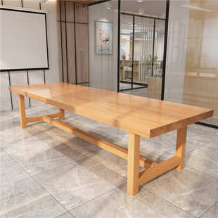 阅读培训实木会议办公室工作台简约北欧洽谈长桌桌写字图书馆桌椅