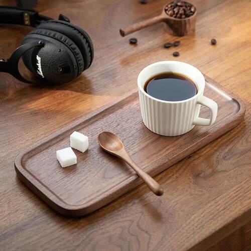 黑胡桃木手冲咖啡器具托盘 木质长方形家用小茶盘一人用精致托盘