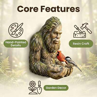 跨境新款Bigfoot Bird Feeder大脚怪树脂小鸟投食器庭院装饰挂件