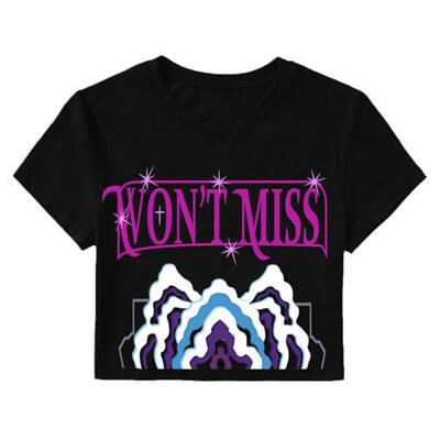 Short crop exposed short sleeved T-shirt, plus size