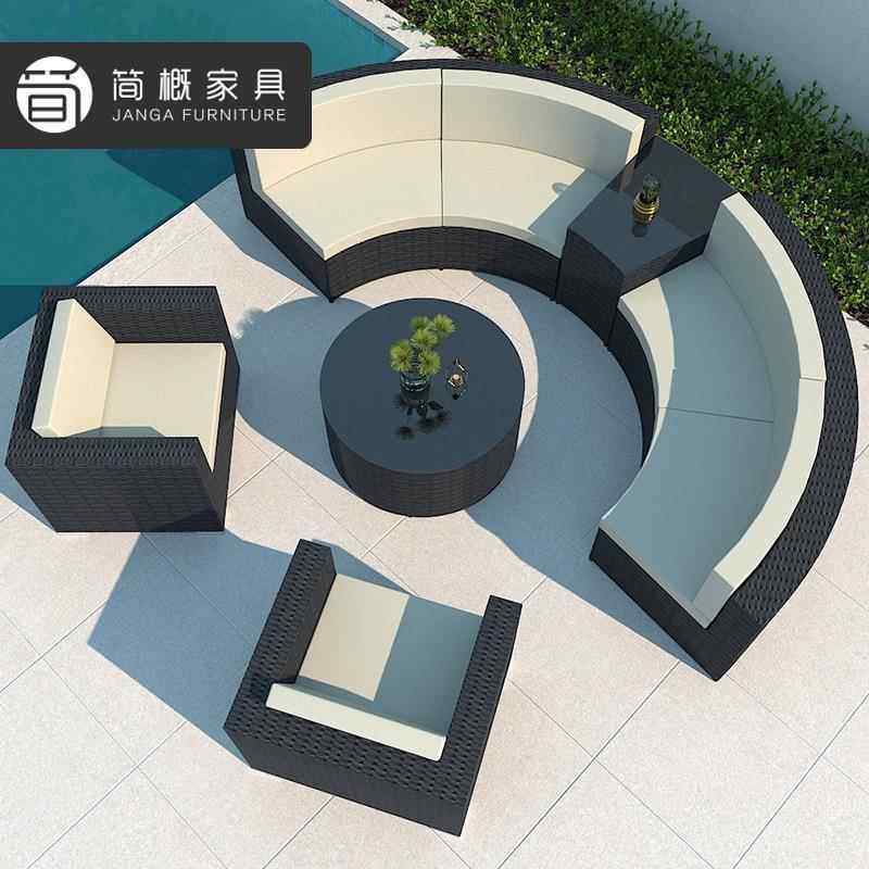 户外别墅沙泳池圆弧沙发组合950酒店园庭院花藤编发台休闲露卡座,住宅家具,户外沙发,淘宝优惠券,粉丝福利购,淘宝优惠卷