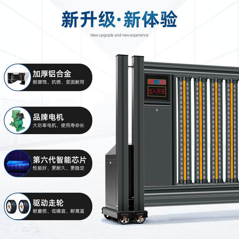 工企业铝金430段滑门学校移单位智能无轨合电动平悬浮伸缩厂大门