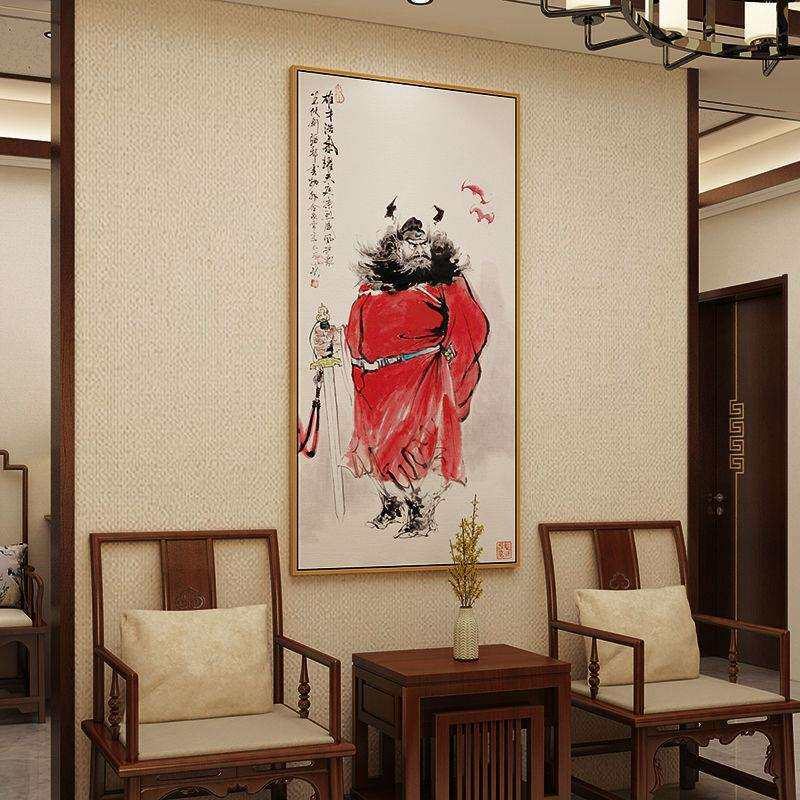 钟馗神像挂画新中式玄关画门神画钟魁国画客厅装饰画过道壁画