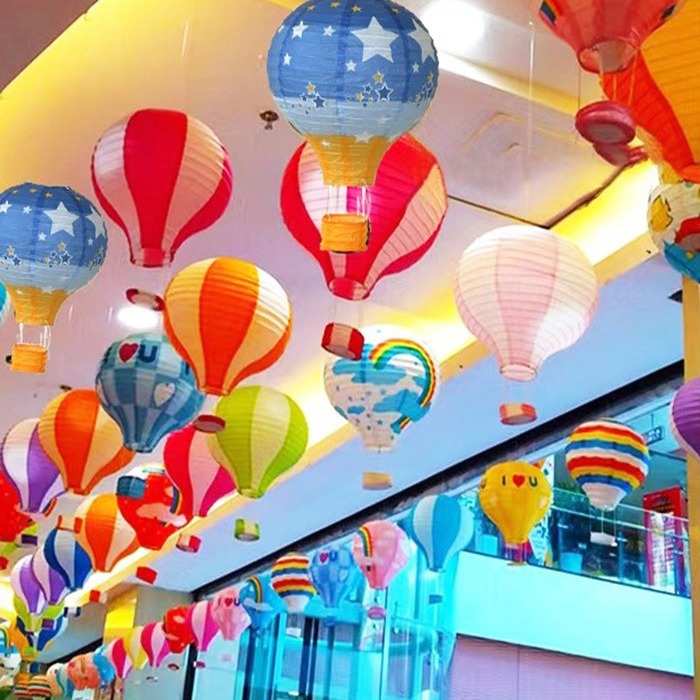 商铺吊顶装饰吊饰超市氛围布置门店幼儿园走廊热气球店面顶部挂件