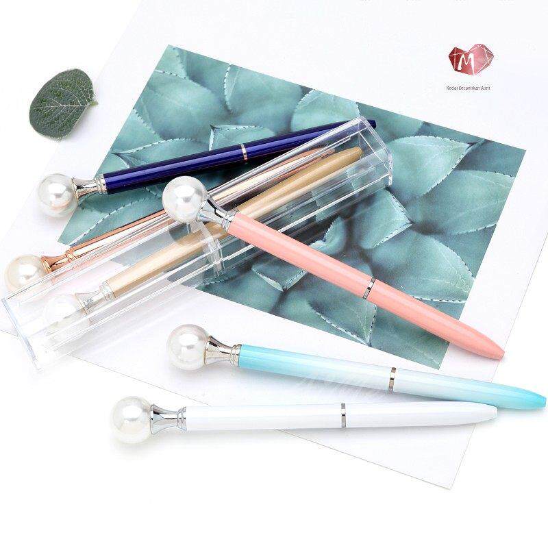 可爱创意韩国圆珠笔宝石笔珍珠笔个性笔金属柜台签字笔中性笔刻字