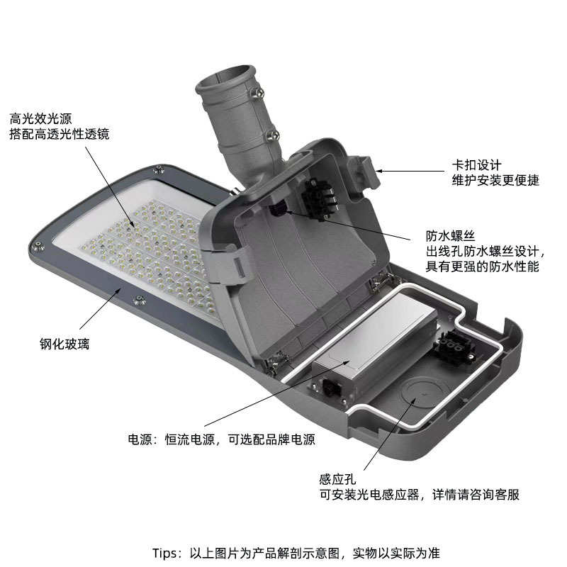 市政工程6-20KV压铸铝户外路灯头道路照明防雨防雷市电路灯可调节