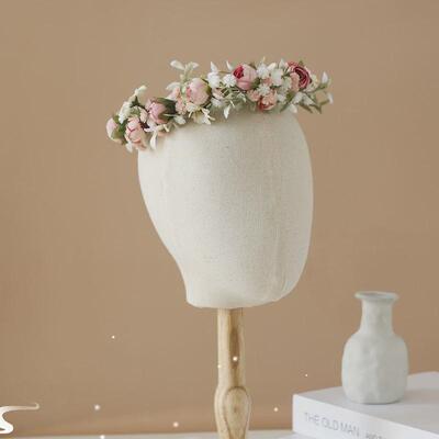 Girl Flower Wreaths Garland Crown Baroque Hairband Jewelry f