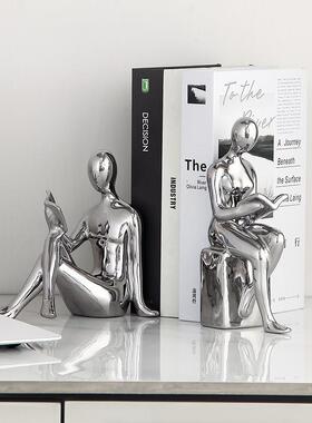 桌面书架高级感书挡人物摆件现代轻奢客厅办公室桌面摆设书架高级