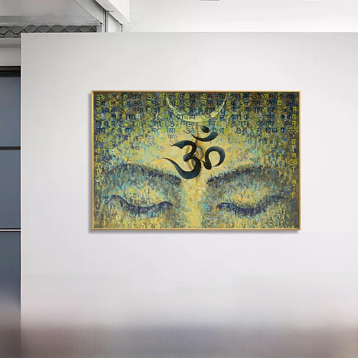 瑜伽室墙壁装饰画东南亚风格印度禅宗佛像横挂画瑜伽室背景壁画