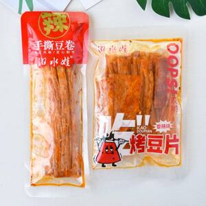 汨水娃手撕豆卷烤豆片平江豆卷特产网红辣片辣条解馋零食湖南特产