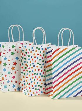24pcs Rainbow Kraft Paper Gift Bags Happy Birthday Festival