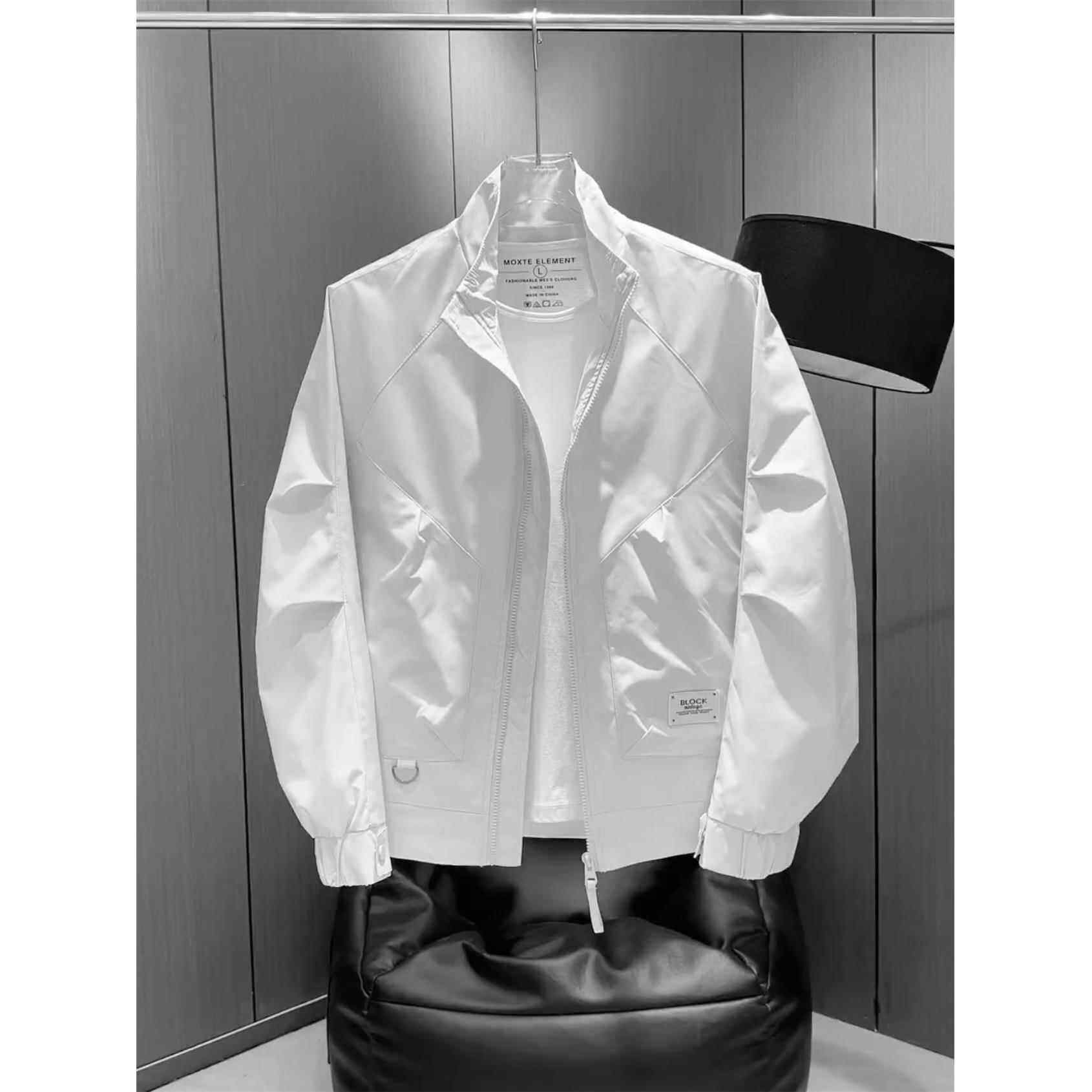 2026新款白色外套男春秋季宽松帅气立领薄款工装夹克百搭潮牌春装