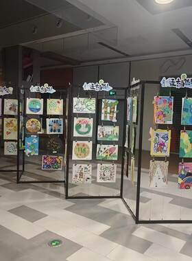 画展展示架折叠铝合金广告海报摄影作品儿童学校八棱柱展板挂画架