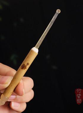 复古竹编天然湘妃竹牛角挖耳勺紫竹梅鹿竹掏耳朵神器成人扣掏耳勺