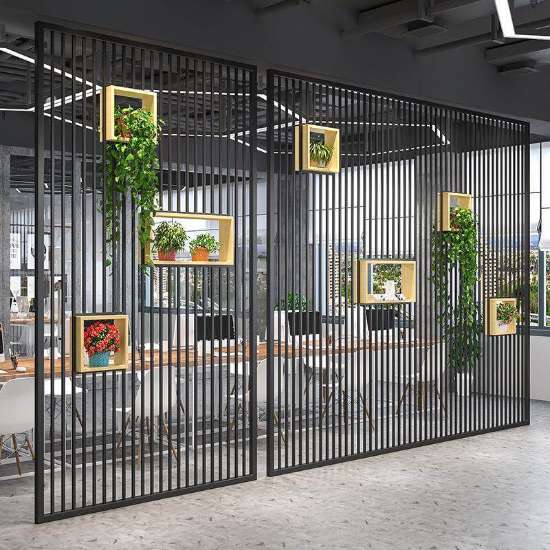 工作室创意铁艺办公室装饰隔断理发店美容院遮挡屏风收纳