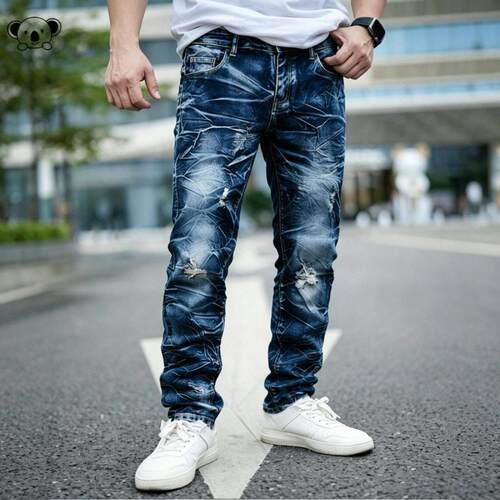 A 45475 Men Street style Jeans Trendy Slim fit潮流牛仔裤