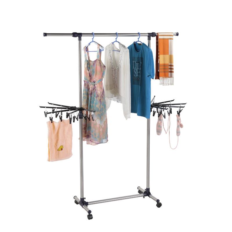 供应加大加粗不锈钢单杆伸缩落地移动升降阳台晾衣架结实稳固