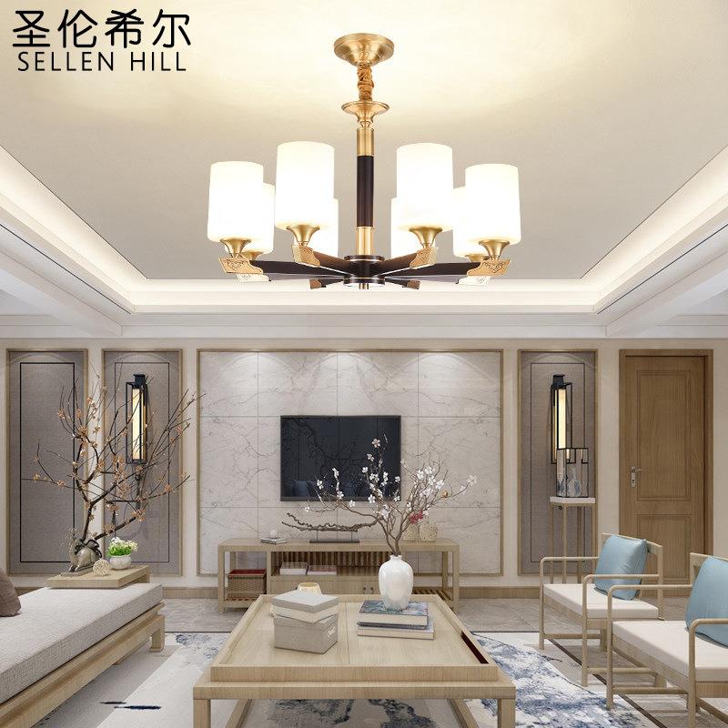 新中式吊简约现代客灯厅复古室书房餐厅酒店别式墅复793楼卧全铜