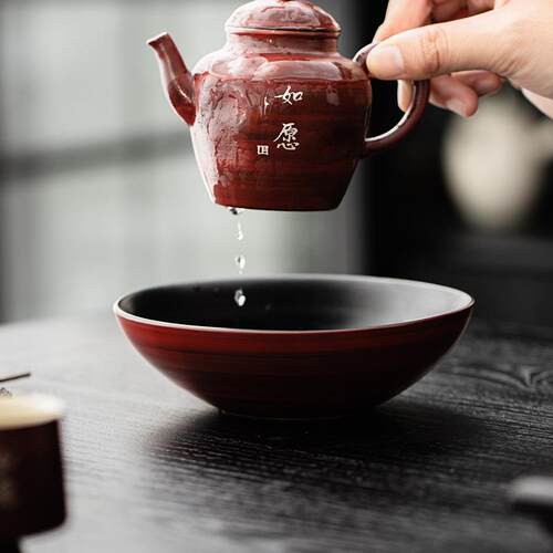 弥言诧寂风茶山楂红引承家粉用蓄水小SDHS-005茶台手工陶瓷盘茶壶