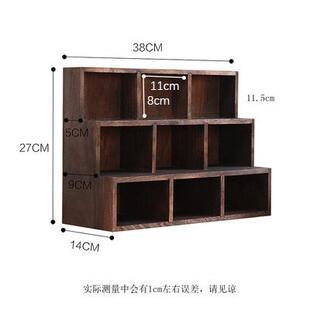 新款实木纳置物架古架梯形九宫格子桌面收盒展示件架柜子壁博挂摆
