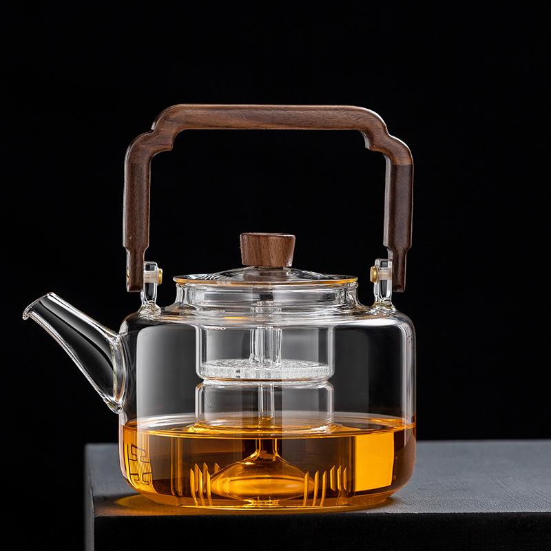 养生蒸煮式一体耐烧热玻A-58璃蒸茶壶提梁水壶煮茶壶器日电陶炉家