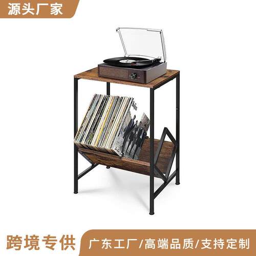 书架支架唱片架带金属框架简易组装唱片播放机支架存储桌