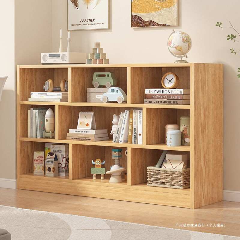 简易书架落地置物架家用储物柜收纳柜子可移动双层书柜置物柜