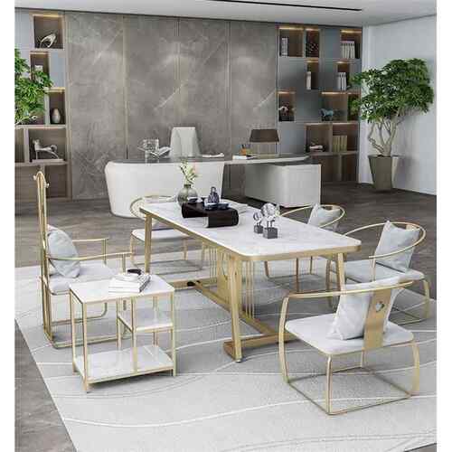 0J阳台茶桌椅组合新中式岩板办公泡茶台一体简约家用小户型茶几圈